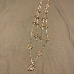 Chic Gold-Tone Necklace with Textured Discs